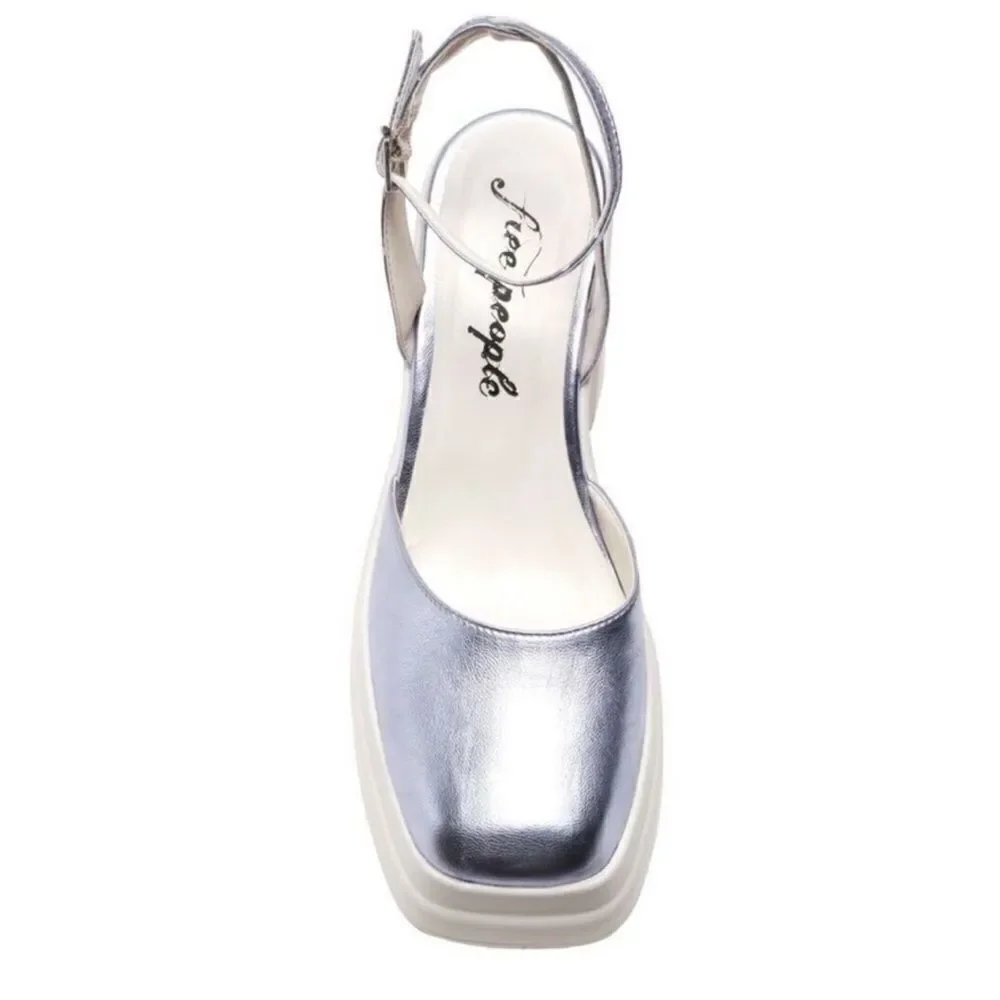 Free People Double Stack Platform Mary Janes PURPLE 37.5